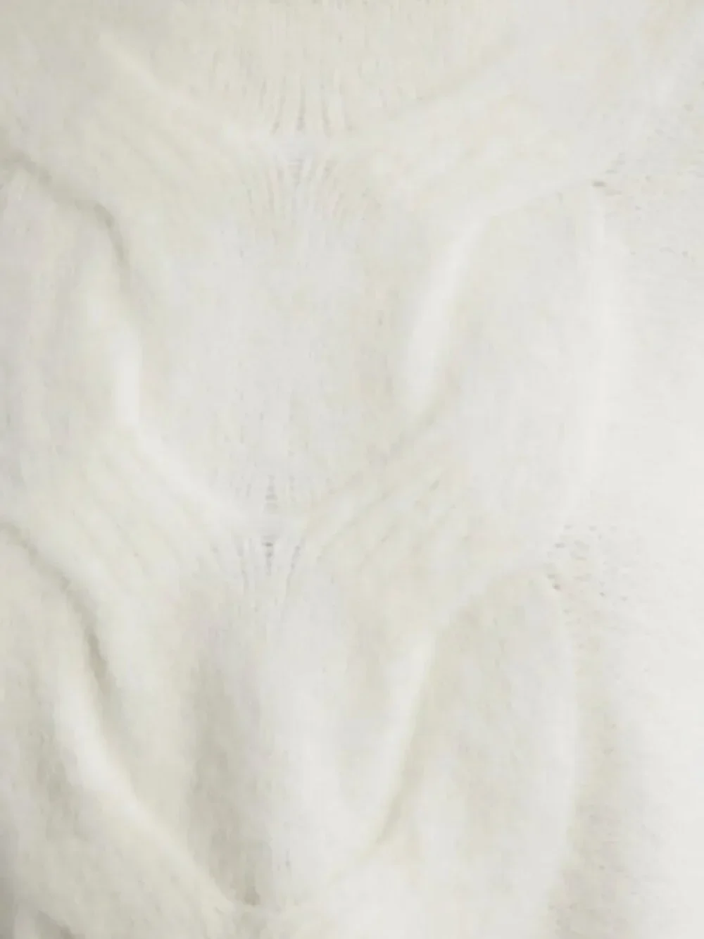 Open Edit Oversized Cable Boatneck Sweater – Size XS (Ivory)
